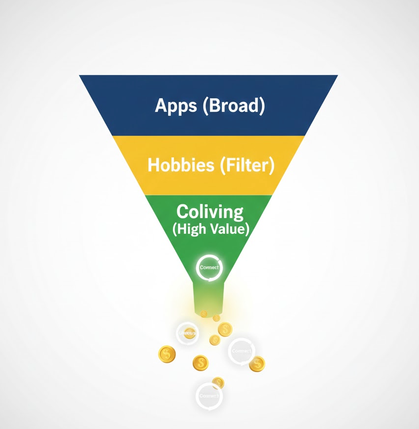 The 3-step social funnel strategy for digital nomads to make friends.