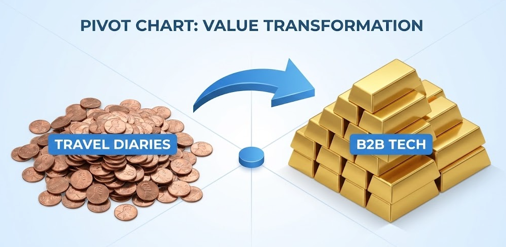 Comparison of low paying travel diaries vs high paying B2B writing niches.